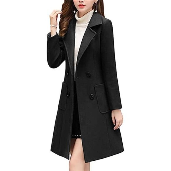 Women Winter Wool Blend Camel Mid-Long Coat